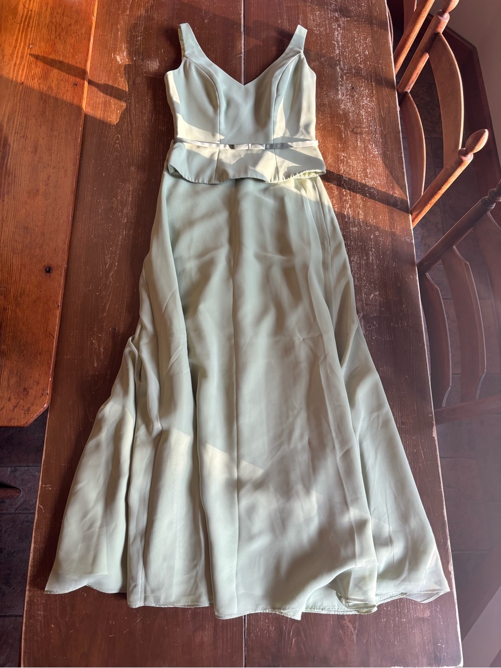 NWT B2 Two Piece Sage Green Maxi Dress Bridesmaid Wedding Guest Women’s 8